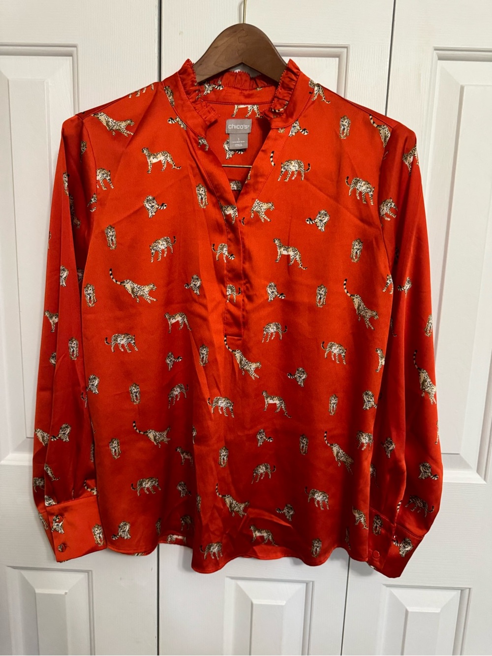 Chico's Orange Leopard Print Blouse